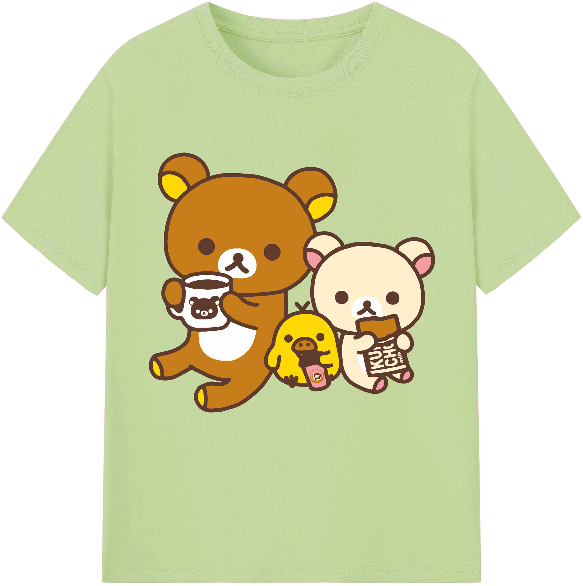 （画像用） リラックマ リラックマ キイロイトリ Rilakkuma Korilakkuma Kiiroitori 綿100％半袖Tシャツ（フロントプリント）